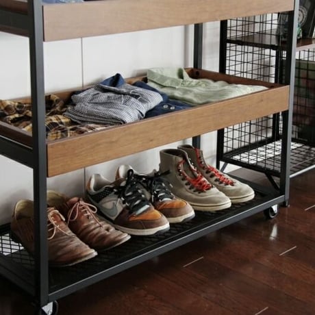 walnut × steel WAGON SHELF / 収納ワゴン / ラック  / キッチン リビング収納 / サイズ : W850×D420×H900mm / WAGON