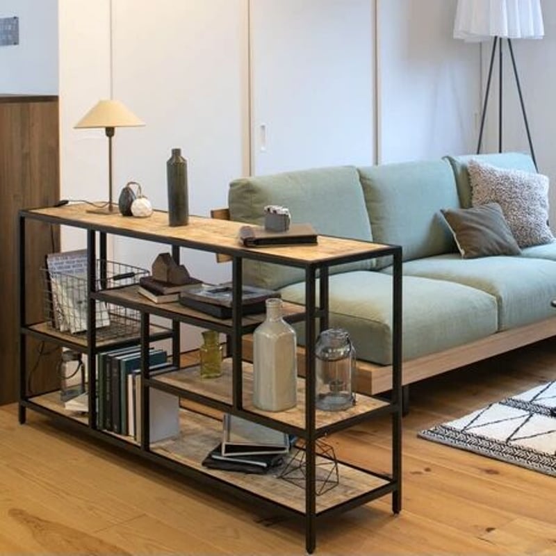 IRON + WOOD ローシェルフ / マンゴー材 W1500×D350×H760mm