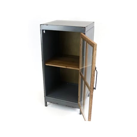 IRON + WOOD SLIM CABINET / アイアン × ウッドの存在感のある 無機質なキャビネット / ガラスキャビネット