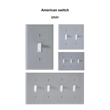 American switch / スチール GRAY / 1口 - 4口 / 片切りホタルスイッチ / プレート グレー
