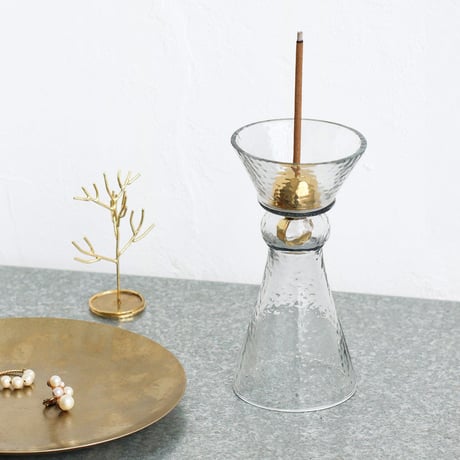 GRASS × BRASS INCENSE STAND / ガラスと真鍮で出来たオブジェのようなインセンススタンド / Sサイズ , Lサイズ