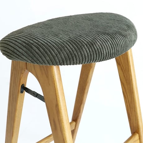 Folding Stool / アッシュ無垢材のフォールディングハイスツール / 合皮 BROWN , コーデュロイ KHAKI