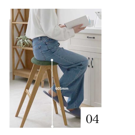 Folding Stool / アッシュ無垢材のフォールディングハイスツール / 合皮 BROWN , コーデュロイ KHAKI