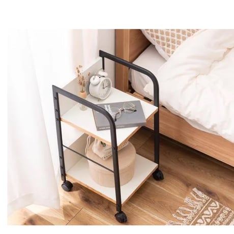DESK WAGON WOOD EDGE 02 / 2段 幅32cm / デスクワゴン / WHITE , BLACK / サイズ : W32.5×D34×H60cm