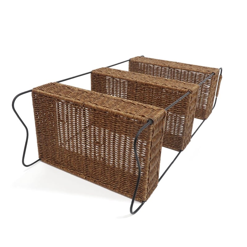ナチュラルな風合い PPラタンで編まれた3段ラック / BASKET RACK