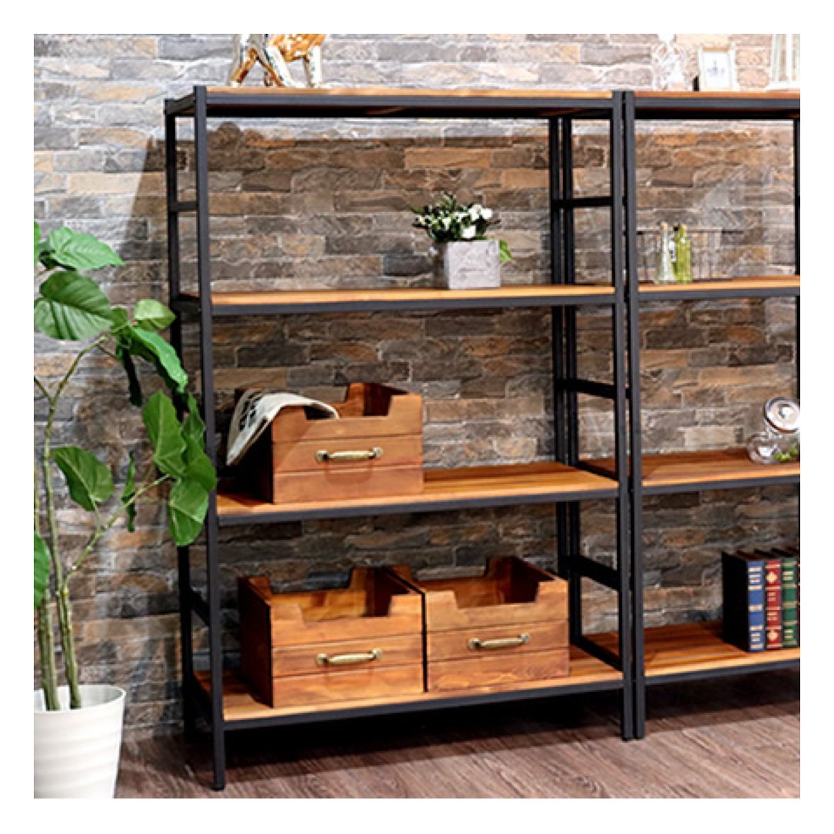 IRON × WOOD RACK04 / 棚板が可動式の4段シェルフ / 4段ラック /