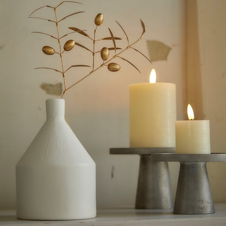 ACACIA WOOD CANDLE HOLDER + LED CANDLE / キャンドル ボーティブ 2個付き