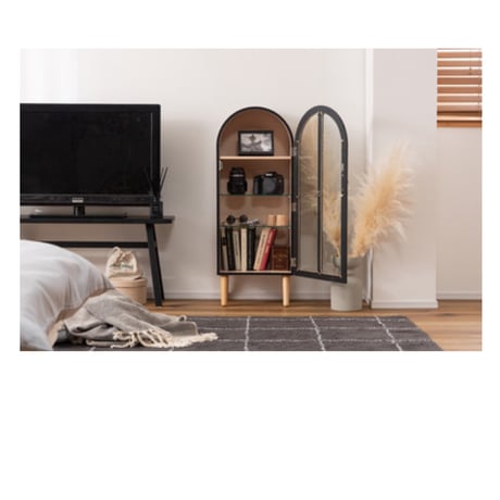 WOOD × GRASS SHELF / ホテルライクなアーチ状のフォルムが愛らしいキャビネットシェルフ / white , black / CABINET