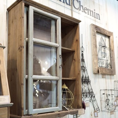 WOOD×GRASS SIMPLE CABINET /  シンプルキャビネット  /  ガラスキャビネット / キッチン収納 / リビング収納 / 食器棚 / サイズ W52xD20xH70cm