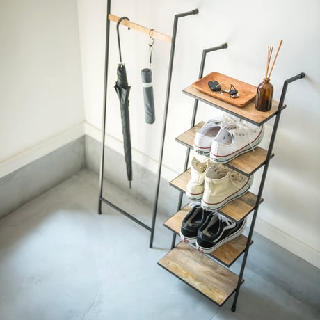 IRON + WOOD WALL shelf / アイアンのフレームで構成されたスタイリッシュな壁掛けシェルフ / 3段 , 5段 / ナチュラルモダン