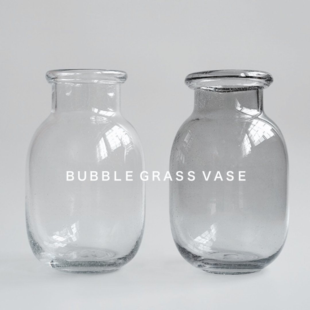 BUBBLE GRASS VASE / ガラスにランダムな気泡が入って