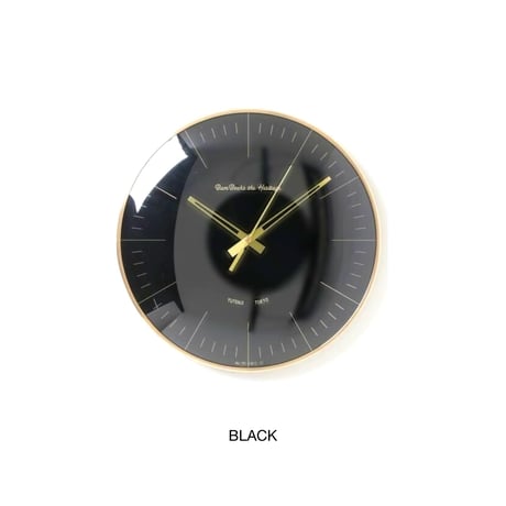 RETRO-FUTURE WALL CLOCK / 美しいドームガラスの掛け時計 / GOLD , BLACK / スイープムーブメント