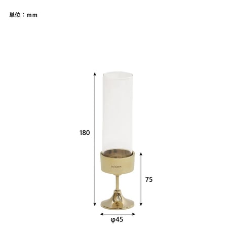 BRASS CANDLE STAND FLOWER VASE / 真鍮スタンドのフラワーベース / S , L サイズ / ガラスのフラワーベース / 花瓶 / ガラスベース