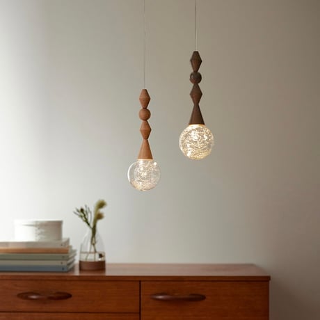 WOOD PARTS LED LIGHT / リモコン操作で幻想的な光の広がりを楽しむ LEDライト  / CL / ハンギングライト
