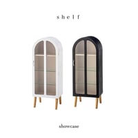 WOOD × GRASS SHELF / ホテルライクなアーチ状のフォルムが愛らしいキャビネットシェルフ / white , black / CABINET