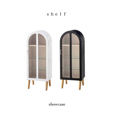 WOOD × GRASS SHELF / ホテルライクなアーチ状のフォルムが愛らしいキャビネットシェルフ / white , black / CABINET