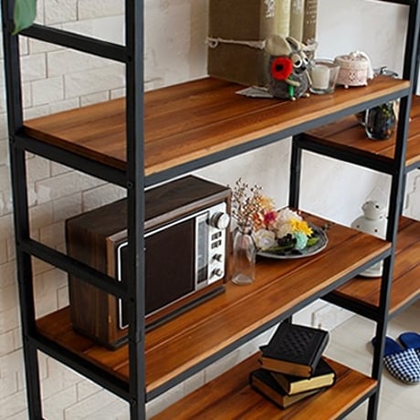 IRON × WOOD RACK04  / 棚板が可動式の4段シェルフ  / 4段ラック  /  サイズ 86×40×135cm / オープンシェルフ / 棚 ラック / フリーラック / 店舗什器