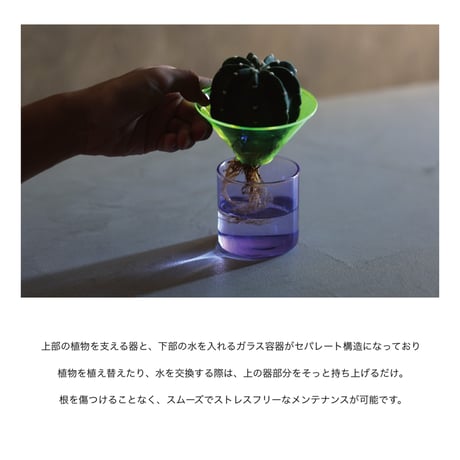GRASS STORAGE 'N' VASE "NEON / 日常に差し込む蛍光カラーの組み合わせによるインパクトのあるデザインで空間の主役となるガラスベース