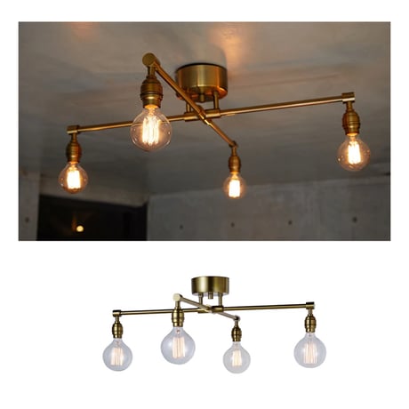 LAITON X-ceiling lamp / シーリングランプ 4灯 / E26 60W / LED対応