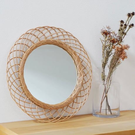 Natural styling wicker mirror / ウィッカーミラー / Lサイズ