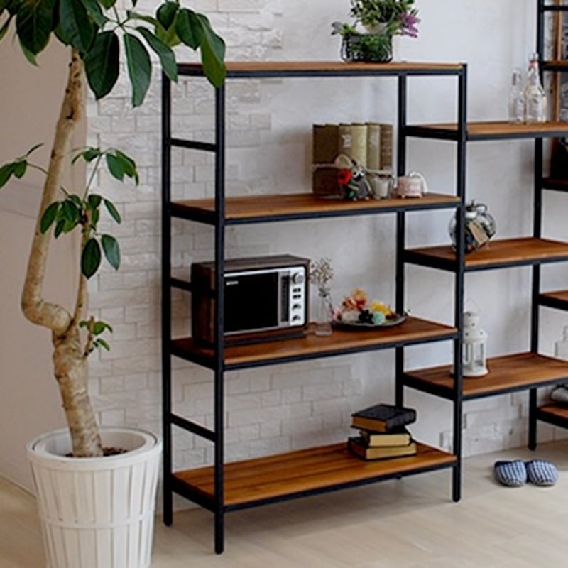 IRON × WOOD RACK04 / 棚板が可動式の4段シェルフ / 4段ラック /