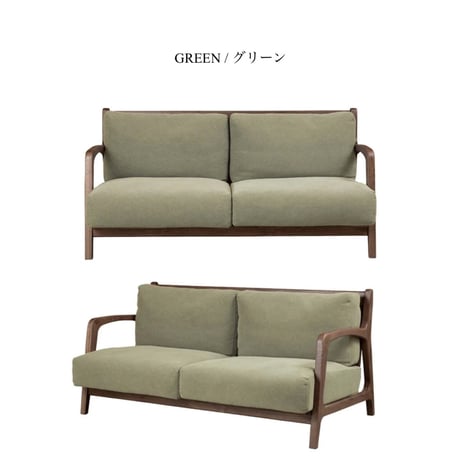 オーク無垢材のフレームと帆布生地の2.5人掛けソファ /  無垢材 / 2人掛け 3人掛けソファ / 2,5P SOFA