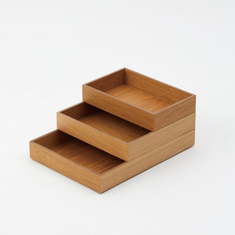 OAK WOOD BOX TRAY /  S , M , L / ナチュラルで美しい木目の収納トレイ / Horn Please MADE