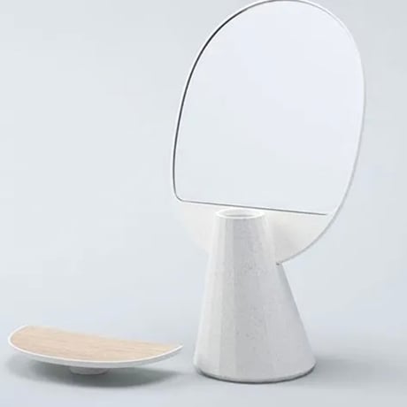 SOEM Mirror & vase / White / ミラーときどきフラワーベース / スタンドミラー / 高品質 銀引きミラー