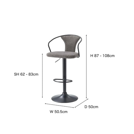 GRAY FABRIC HIGH CHAIR / 美しい曲線のフォルムのカウンターチェア / GRAY , DARK GRAY