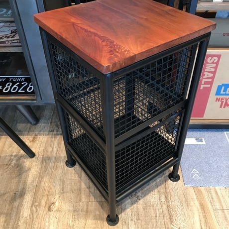 IRON×WOOD 無骨なアイアンチェスト / BLACK / 2杯 H590mm / リビング収納 / キッチン収納 / サイドテーブル