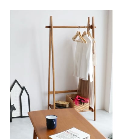 FOLDING HANGER RACK / 木肌の美しいアッシュ無垢材のスタイリッシュハンガーラック / フォールディング 折り畳み可能