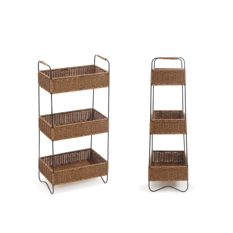 ナチュラルな風合い PPラタンで編まれた3段ラック / BASKET RACK