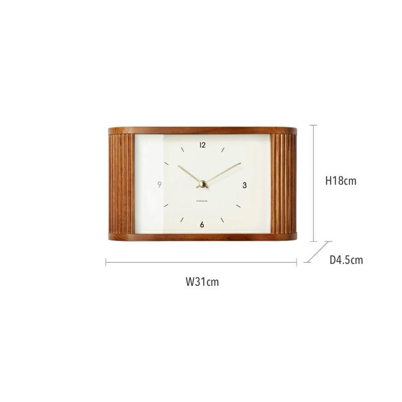 AMS 掛時計 透明ガラス 木製フレーム WOOD FRAME CLOCK / 上品な華やかさを備えたシックな佇まいの置き掛け