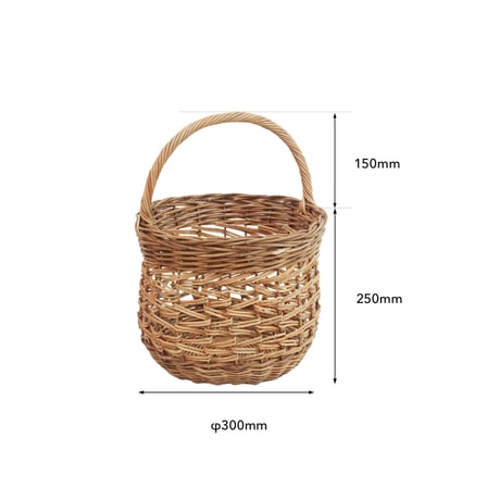 RATTAN ROUND BASKET / 丸みを帯びたフォルムと特徴的な透かし編みのラタンバスケット / ラタンバスケット