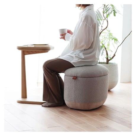 MARCHEf Storage Stool / 丸いフォルムが可愛い収納もできるスツール / オットマン / 収納ボックス / MAS-3704