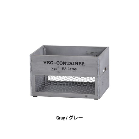 WOOD BOX / ナチュラル , グレー / フロント バッグ 金網メッシュ / 野菜収納 / ベジタブルストッカー / サイズ : 約W40×D30×H25cm
