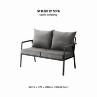 STYLISH corduroy 2P SOFA / シンプルなコーデュロイ生地とスチールフレームのスタイリッシュソファ / 2人掛けソファ / GRAY , GREEN