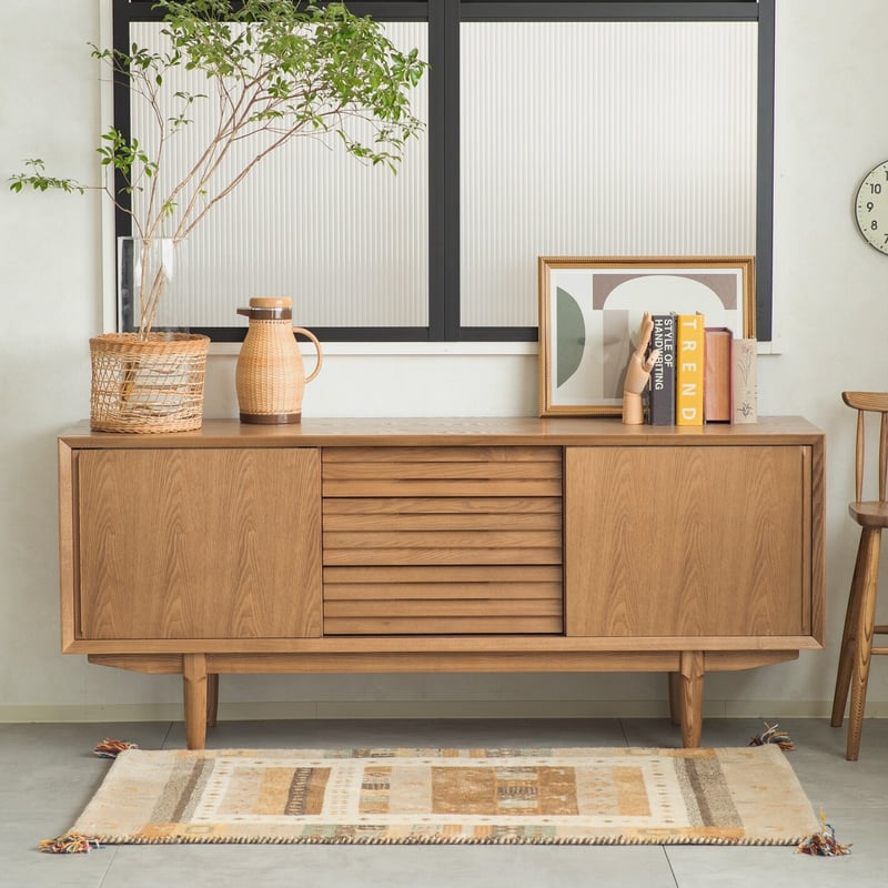 SIDE BOARD 160 / タモ無垢材の流れるような美しい木目の洗練された