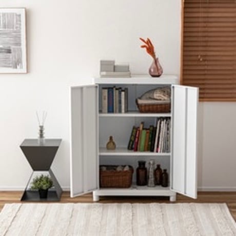 MAT STEEL CABINET / white , pink / マットで無機質な素材ながら可愛い雰囲気の収納キャビネット