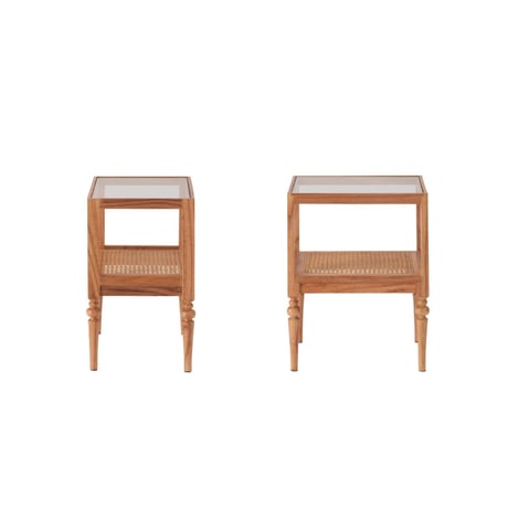 Natural × Classical SHELF / ナチュラルクラシカルな収納棚 / SIDE TABLE / 収納棚 / ガラス天板 / サイズ : W40×D30×H50cm
