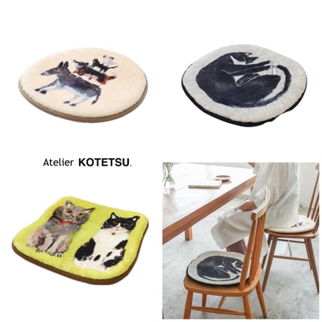 CHAIR PAD by Atelier KOTETSU / 色彩豊かで生き生きとした動物たちのイラストは見ているだけで元気を与えてくれるチェアパッド