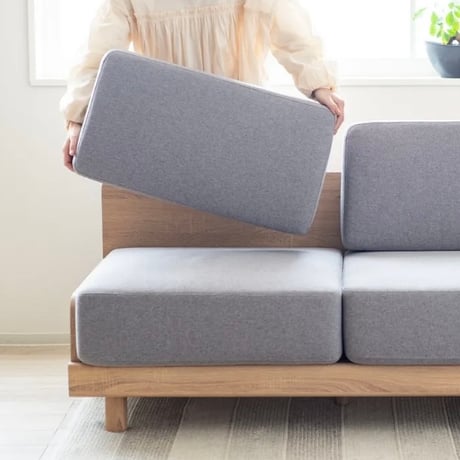 SOFA FABRIC 2P / GRAY , KHAKI , ORANGE / 体が沈み過ぎない固さのしっかりとした座り心地のソファ