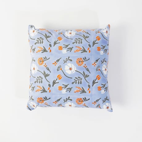 Flower cushion cover / 綺麗な色の配色をブロックプリントで彩られた美しい花々が魅力のクッションカバー / 幅45×45cm / shesay