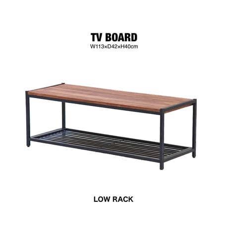 マットなアイアン×ラフなパイン材のTV BOARD / テレビラック/ ローラック / テレビボード /  棚段調整穴付▷約50mmピッチ