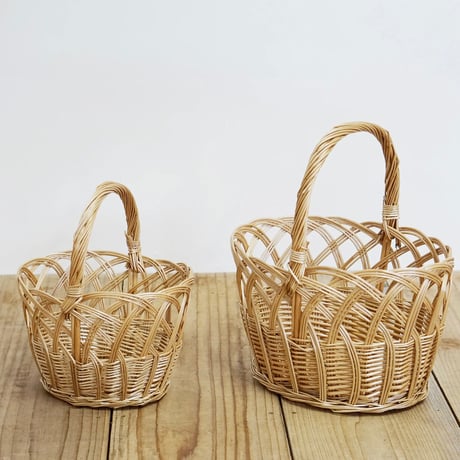 WICKER BASKET PAIR / ナチュラルで心地良いインテリア収納 / 収納バスケット / Sサイズ , Lサイズ セット / 柳