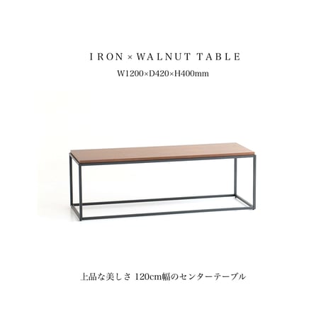WALNUT × IRON Center Table / センターテーブル / リビング / Steel Center Table / サイズ W1200×D420×H400mm