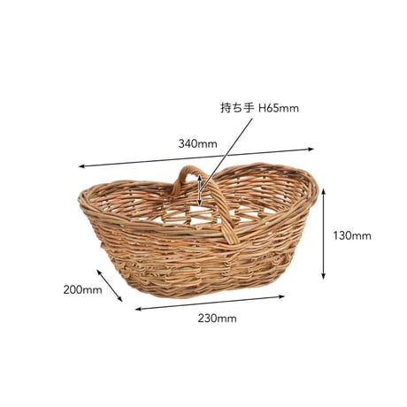 RATTAN RETRO HANDLE BASKET / 天然素材の皮付きラタンを贅沢に使用したラタンバスケット / ハンドル ローバスケット