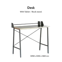 900デスク / PCデスク /  ワークスペース ▷タブレットスタンド付き / ブックスタンド付き W90cm ×D45cm×82cm  勉強机 /  Dio9 Desk / DIT-3594