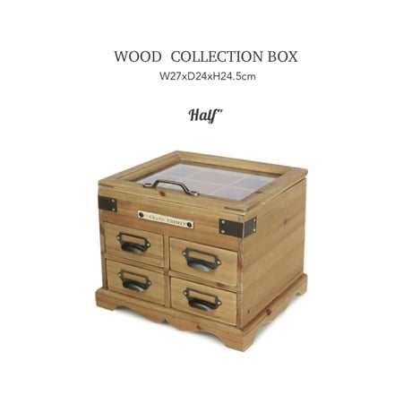 HALF WOOD  COLLECTION BOX  サイズ  : ハーフ W270×D240×H245mm  アイアン ガラスショーケース マルチキャビネット アンティーク ブロカント