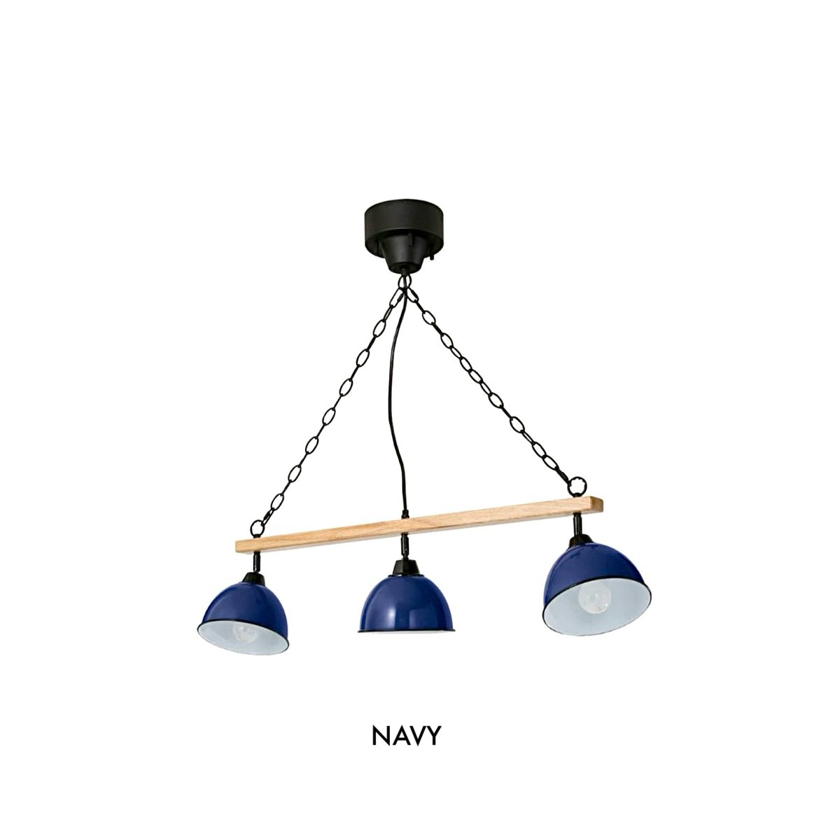 GENDER WOOD ROD-3灯ペンダントランプ ネイビー ジェンダーウッド